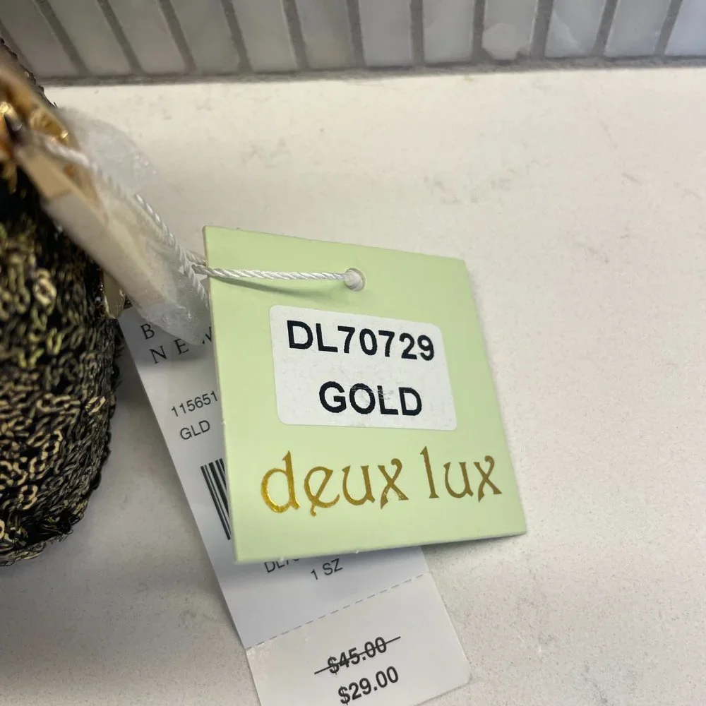 Deux Lux Gold‎ Sequin Pouch, NWT